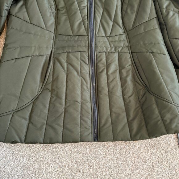 INTL Details Faux Fur Detachable Hood Coat Olive Green Water Resistant Size XL - Picture 4 of 12